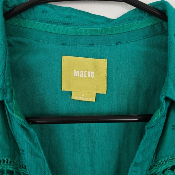 Anthropologie Maeve Swiss Dot Lace Crochet Shirt Dress Sleeveless Button Up Sz 6 - Picture 8 of 12